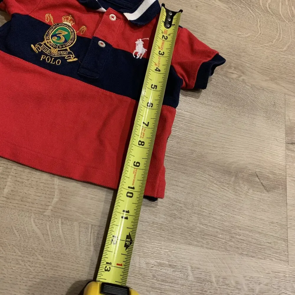 Polo Ralph Lauren Polo Shirt Baby Boys 3M 3 Months Red Blue Big Pony Crest # 3